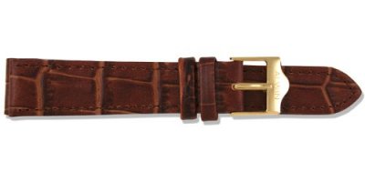 Klockarmband i brunt läder med krocko mönster